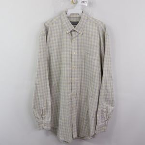 Hickey Freeman Mens Large Plaid Dress Shirt White